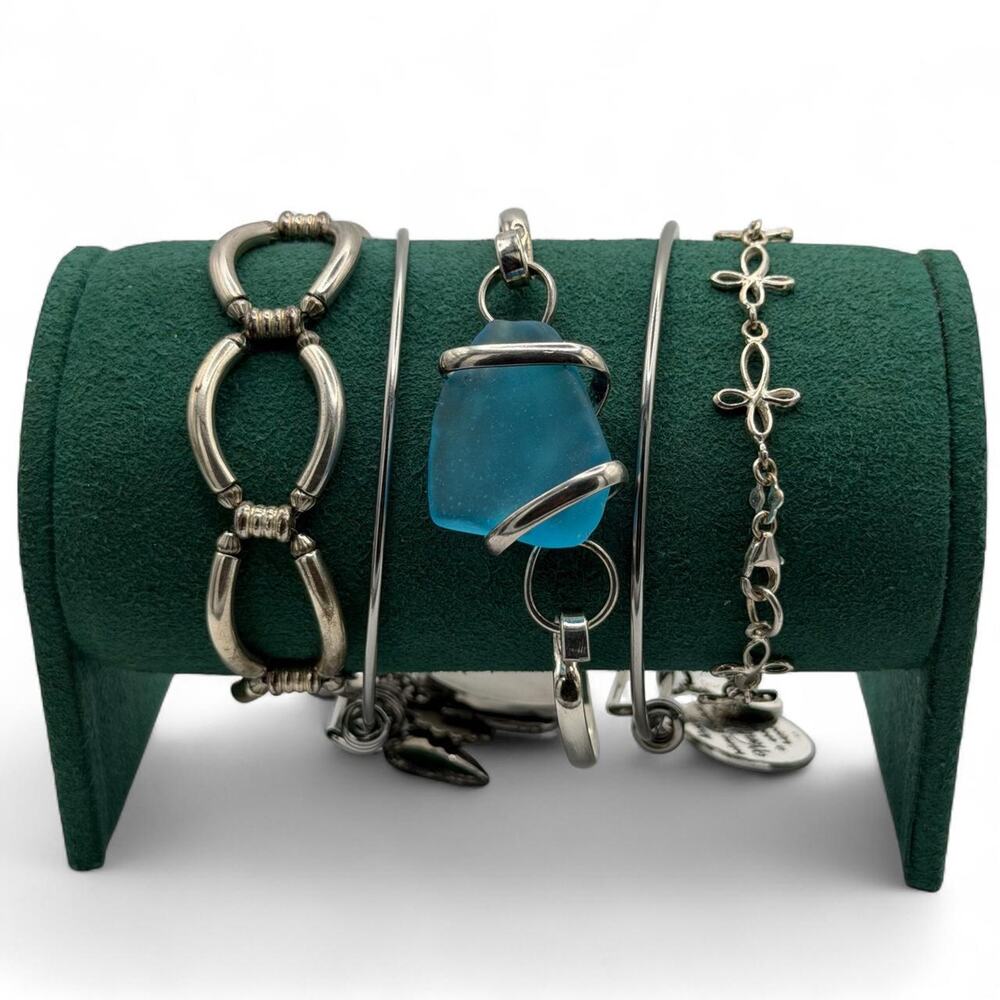 5 piece silver bracelet set